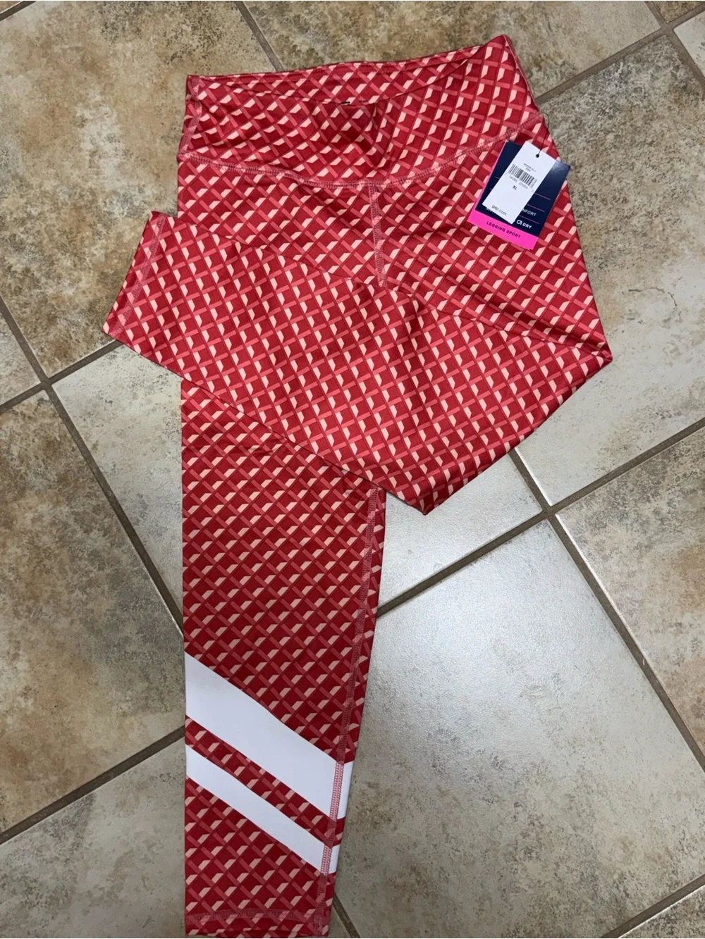 GAP Red Geometric Print Girls' Leggings with White Stripe Detail
